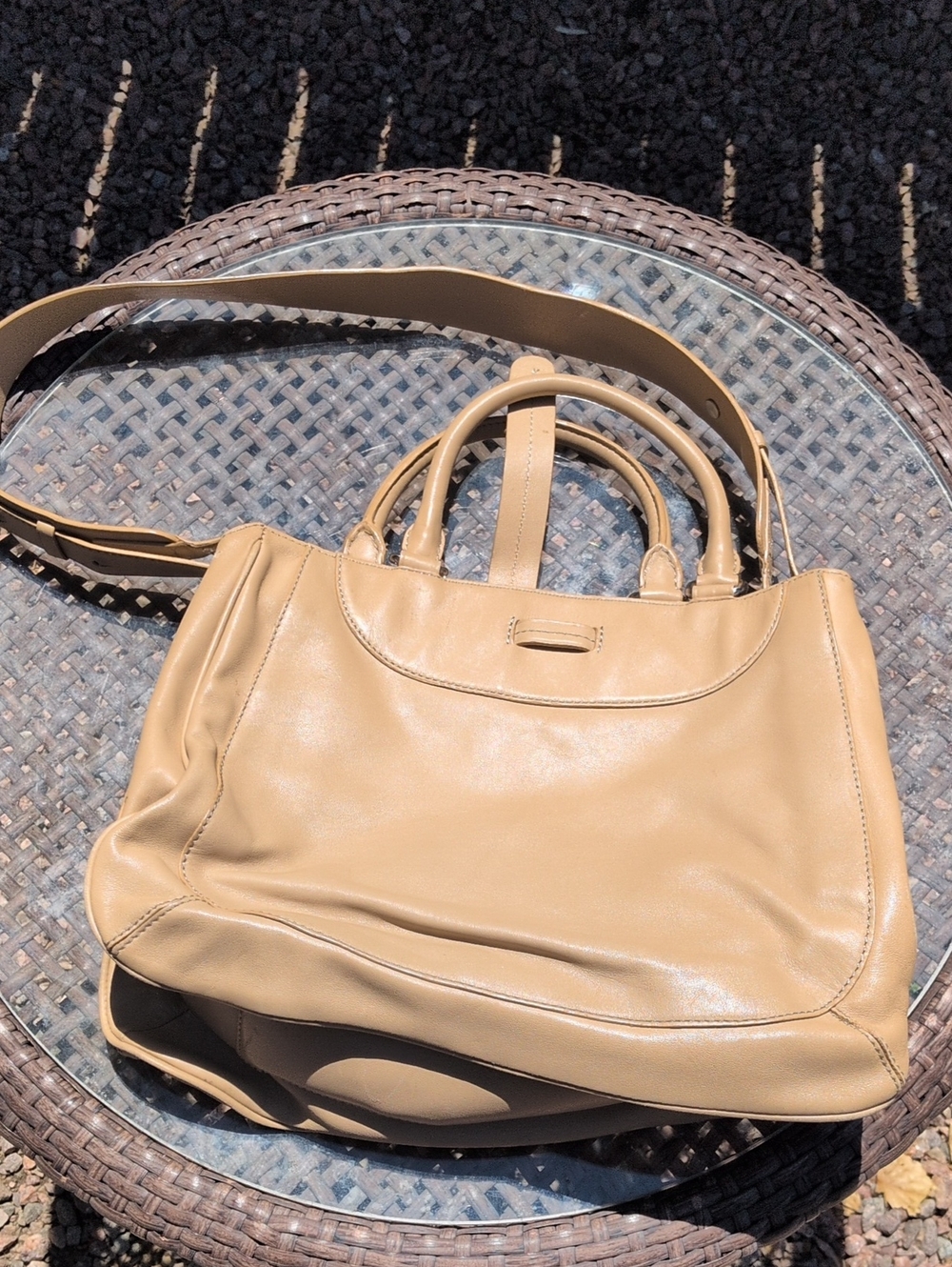 Classic Tan Leather Tote Bag - Women